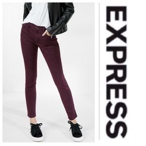 Burgundy/Plum Mid-Rise Denim Jeggings